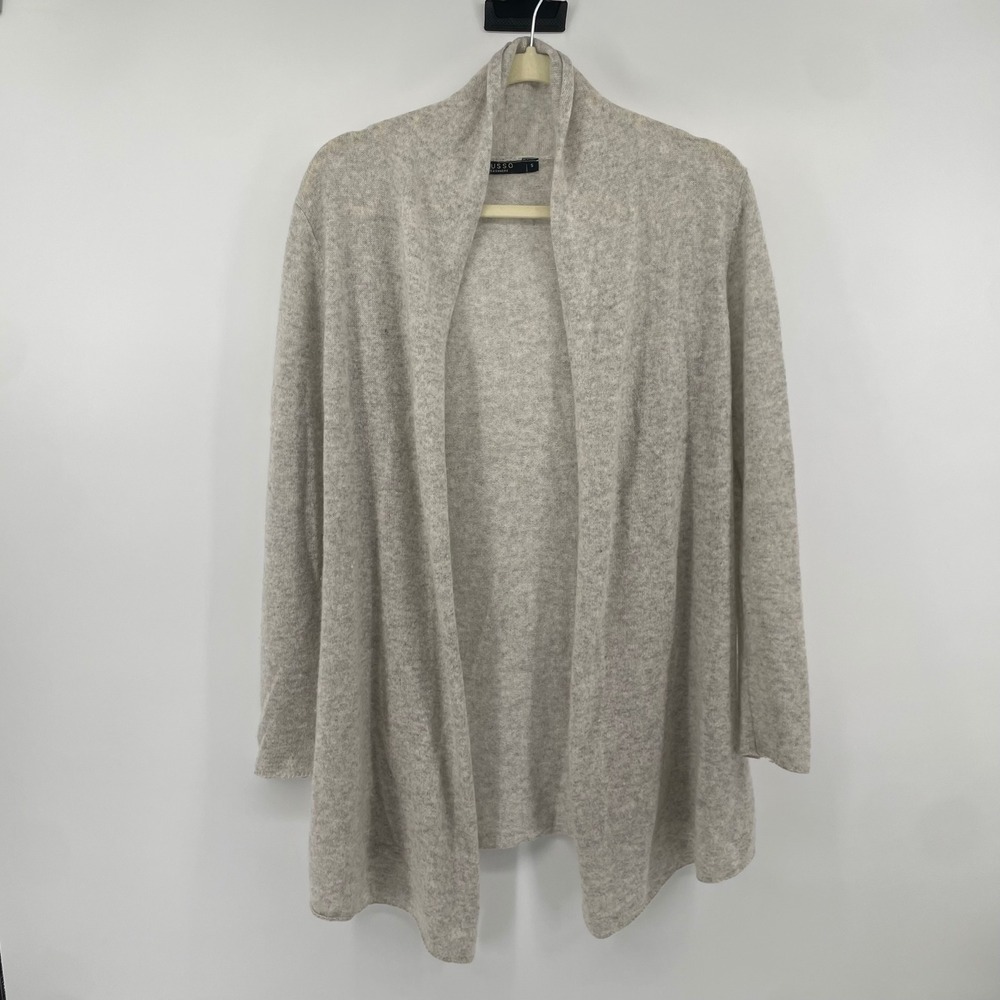 Lusso Cashmere Cardigan Women Small Gray Open Front Shawl Collar Lux
